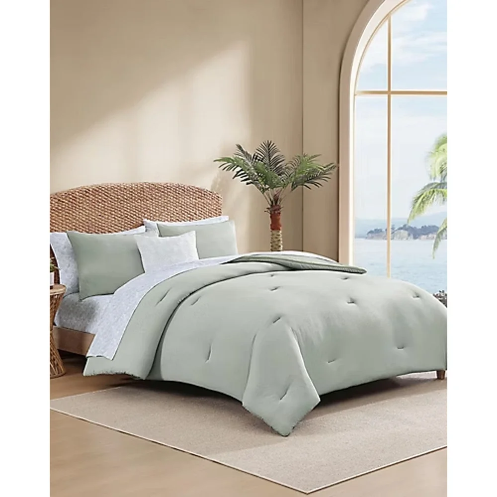 NEW Tommy Bahama Seersucker 8 Piece Queen Comforter Set Pale Green Sheets Pillow